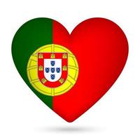 Portugal vlag in hart vorm geven aan. vector illustratie.