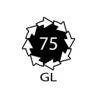 laag loodglas. glas recycling code 75 gl. vector illustratie