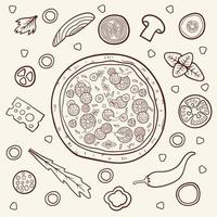 pizza ingrediënten vector ontwerp illustratie