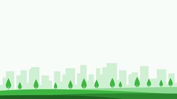 silhouet van groen stad landschap met sommige bomen. wereld milieu dag thema achtergrond vector