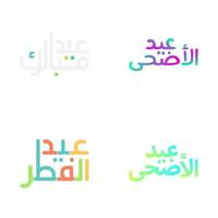 kleurrijk eid mubarak schoonschrift voor feestelijk groeten vector