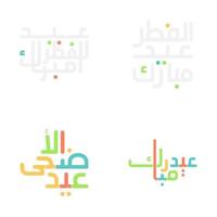 elegant eid mubarak groet kaarten met borstel stijl belettering vector