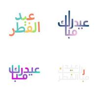 eid mubarak embleem reeks met elegant borstel stijl belettering vector
