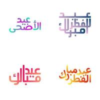 elegant eid mubarak schoonschrift reeks voor moslim festivals vector