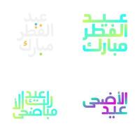 elegant eid mubarak vector reeks met traditioneel Arabisch script