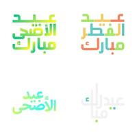 hedendaags eid mubarak typografie reeks in vector formaat