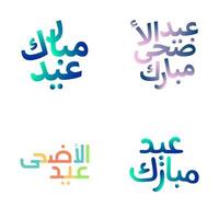 gelukkig eid mubarak groet kaarten met traditioneel Arabisch schoonschrift vector