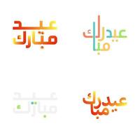 feestelijk eid mubarak schoonschrift illustraties voor moslim vieringen vector