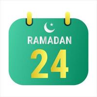 24e Ramadan vieren met wit en gouden halve maan manen. en Engels Ramadan tekst. vector
