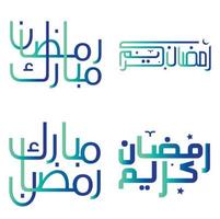 vieren Ramadan kareem met helling groen en blauw Islamitisch schoonschrift vector illustratie.