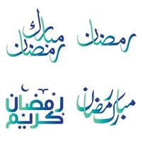 vector illustratie van helling groen en blauw Ramadan kareem wensen met elegant Arabisch typografie.