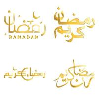 vector illustratie van Ramadan kareem met gouden Arabisch kalligrafie.