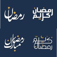 wit Ramadan kareem vector illustratie met elegant oranje kalligrafie.