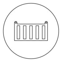 lading houder Verzending Verzending opslagruimte vervoer goederen producten vracht doos icoon in cirkel ronde zwart kleur vector illustratie beeld schets contour lijn dun stijl