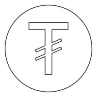 symbool tugrik Mongolië valuta mnt geld icoon in cirkel ronde zwart kleur vector illustratie beeld schets contour lijn dun stijl