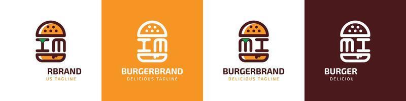 brief im en mi hamburger logo, geschikt voor ieder bedrijf verwant naar hamburger met im of mi initialen. vector