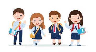 karakter kinderen leerling in school- uniform vector illustratie