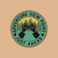 avontuur visie punt retro wijnoogst insigne logo ontwerp. buitenshuis insigne illustratie ontwerp vector