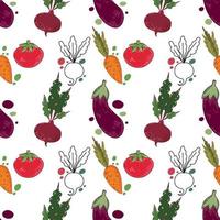 vector patroon van seizoensgebonden helder groenten Aan een wit achtergrond. een patroon van radijs, bieten, wortels Aan een wit achtergrond. geschikt voor keuken decoratie, menu's, textiel en scrapbooken.