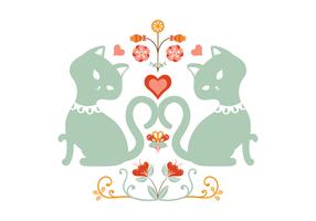 floral kat folk illustratie vector