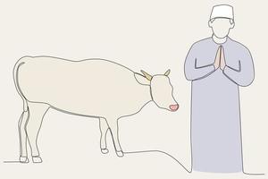 kleur illustratie van een Mens groet aanbidders Aan eid al-adha vector