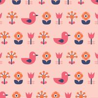 Scandinavische vogels en bloemen vector