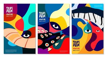 vector illustratie kleurrijke zomer muziekfestival banner