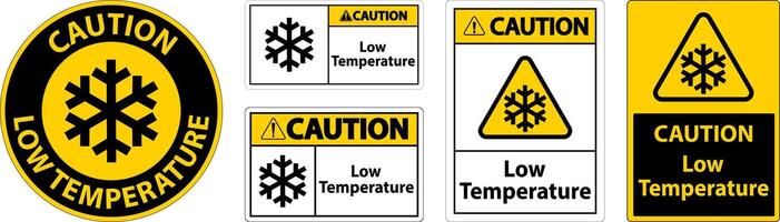 voorzichtigheid laag temperatuur symbool en tekst veiligheid teken. vector