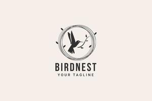 vogel nest hipster wijnoogst logo vector icoon illustratie