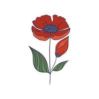 rood papaver bloemen Aan wit achtergrond. naadloos patroon. vlak tekenfilm stijl. vector illustratie.