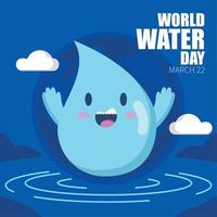 geïsoleerd schattig gelukkig laten vallen van water karakter wereld water dag vector illustratie