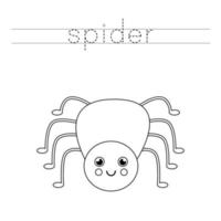 letters traceren met schattige spin. schrijfoefening voor kinderen. vector