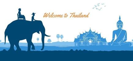 Thailand reizen en Boeddha Thaise tempel vector