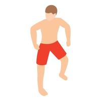 surfer Mens icoon isometrische vector. gezichtsloos staand atleet Mens in strandkleding vector