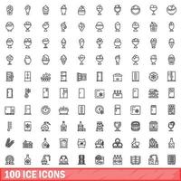 100 ijs pictogrammen set, schets stijl vector