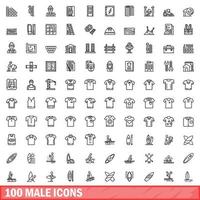 100 mannetje pictogrammen set, schets stijl vector