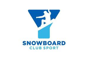 vector initialen brief y met snowboard creatief meetkundig modern logo ontwerp.