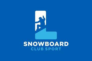 vector initialen brief l met snowboard creatief meetkundig modern logo ontwerp.