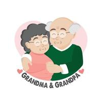gelukkige grootouders dag wenskaart. grootmoeder en grootvader stripfiguren. vector