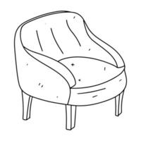 arm stoel in hand- getrokken tekening stijl. vector illustratie geïsoleerd Aan wit achtergrond. kleur boek.