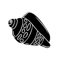 vlak vector icoon van een zeeschelp of clam in zwart. silhouet van een zeeschelp