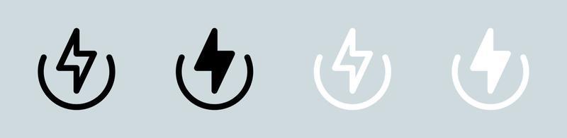 macht icoon reeks in zwart en wit. energie tekens vector illustratie.