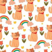 naadloos patroon tekenfilm kat. schattig dier behang voor textiel, geschenk inpakken papier vector