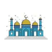 een tekening en vlak ontwerp moskee voor Islamitisch thema vector