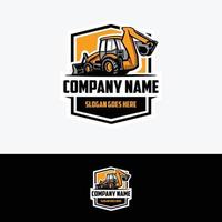 backhoe lader bedrijf logo geïsoleerd. insigne embleem klaar gemaakt logo. het beste voor bouw verwant industrie logo vector