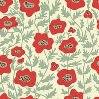 papaver bloemen abstract vormen vector naadloos patroon. matisse minimaal stijl. bloemen botanisch hedendaags achtergrond