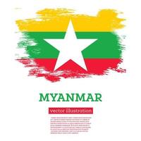 Myanmar vlag met borstel slagen. onafhankelijkheid dag. vector