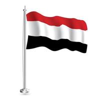 Jemenitisch vlag. geïsoleerd realistisch Golf vlag van Jemen land Aan vlaggenmast. vector