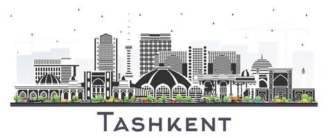 Tasjkent Oezbekistan stad horizon met kleur gebouwen geïsoleerd Aan wit. Tasjkent stadsgezicht met oriëntatiepunten. bedrijf reizen en toerisme concept met historisch architectuur. vector