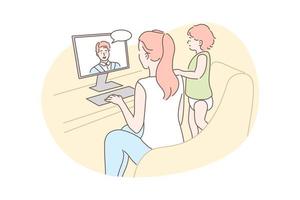 familie, video conferentie, communicatie concept vector